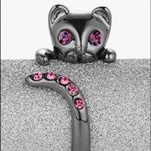 Amethyst Swarovski crystal birthstone cat ring 💕